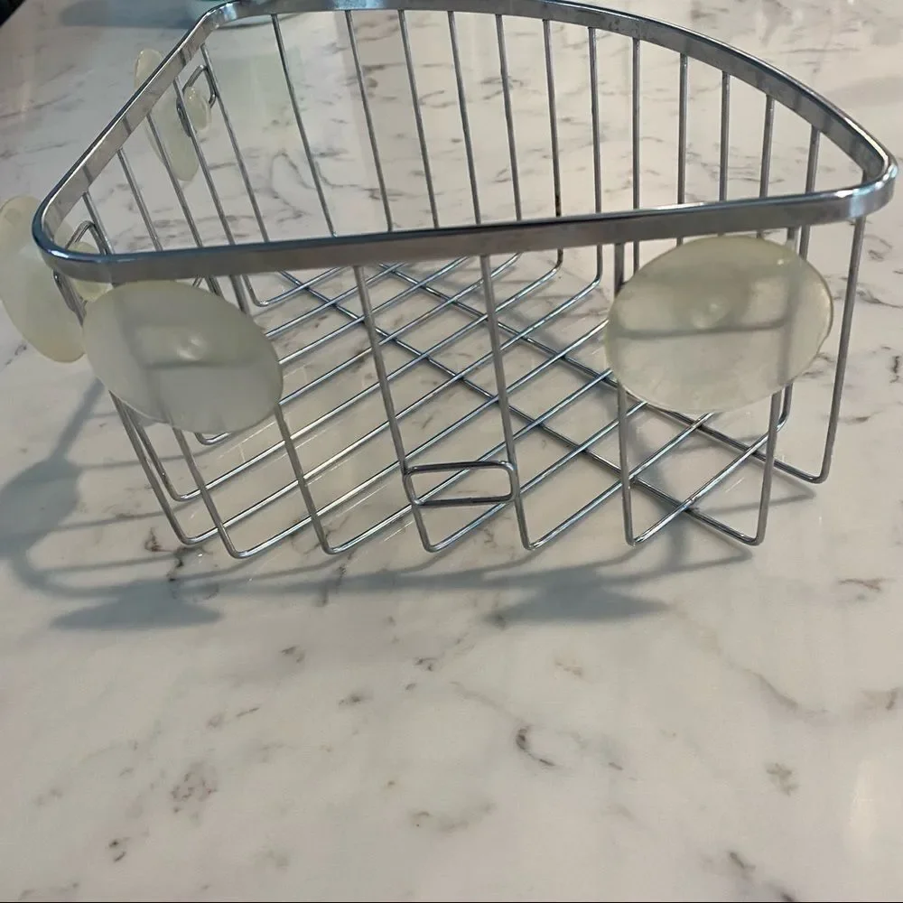 SMALL/MEDIUM Corner Shower Silver Basket